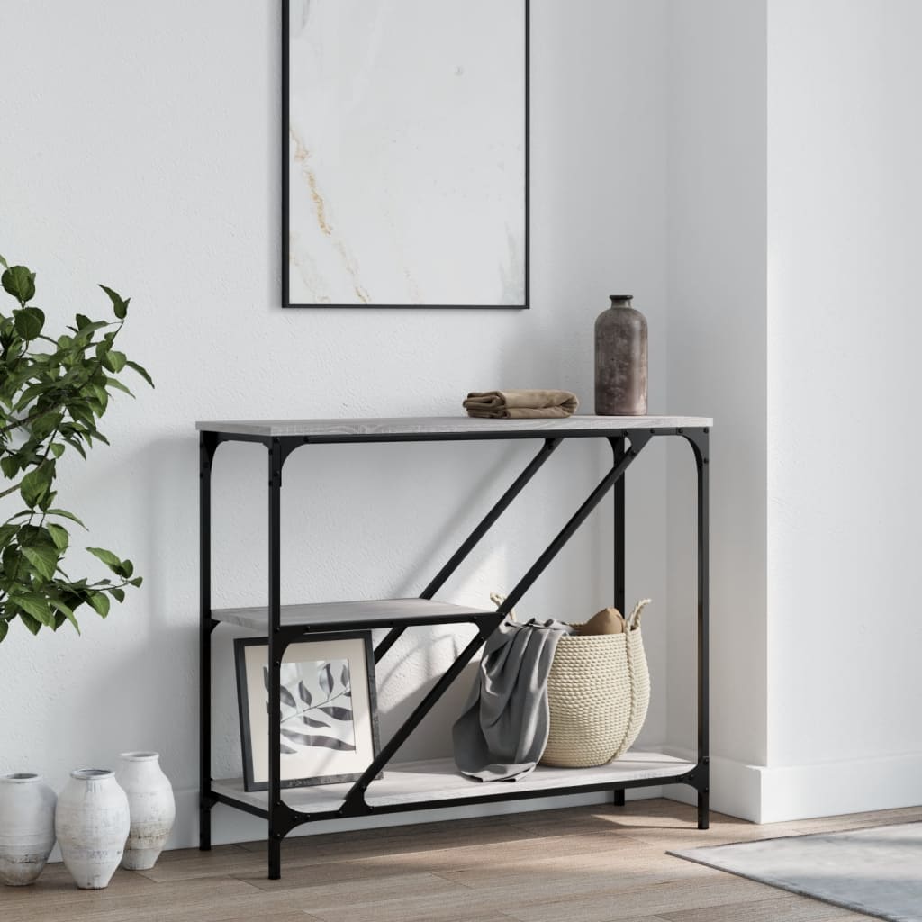konsolbord 88,5x30x75 cm konstrueret træ grå sonoma-eg