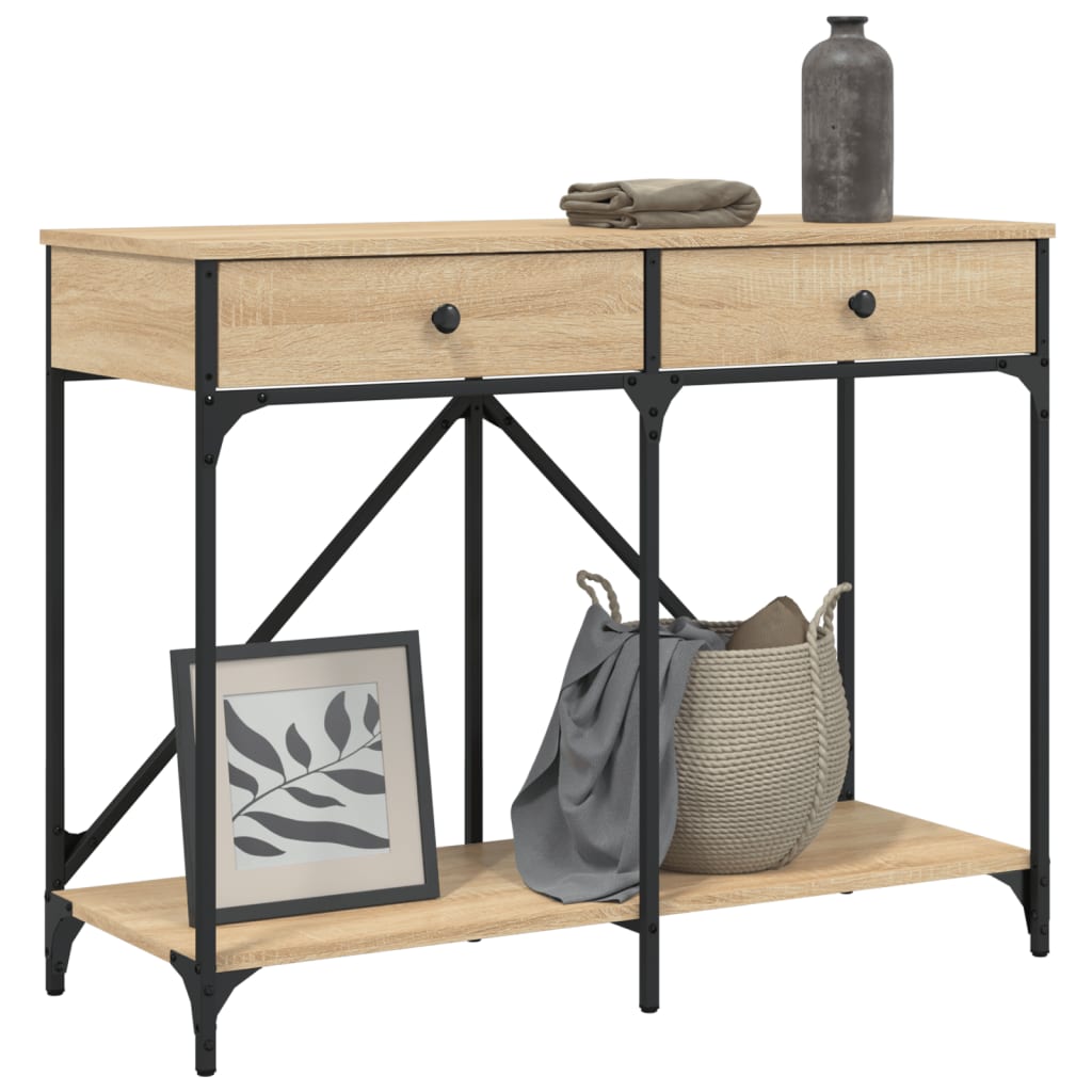 konsolbord 100x39x78,5 cm konstrueret træ sonoma-eg