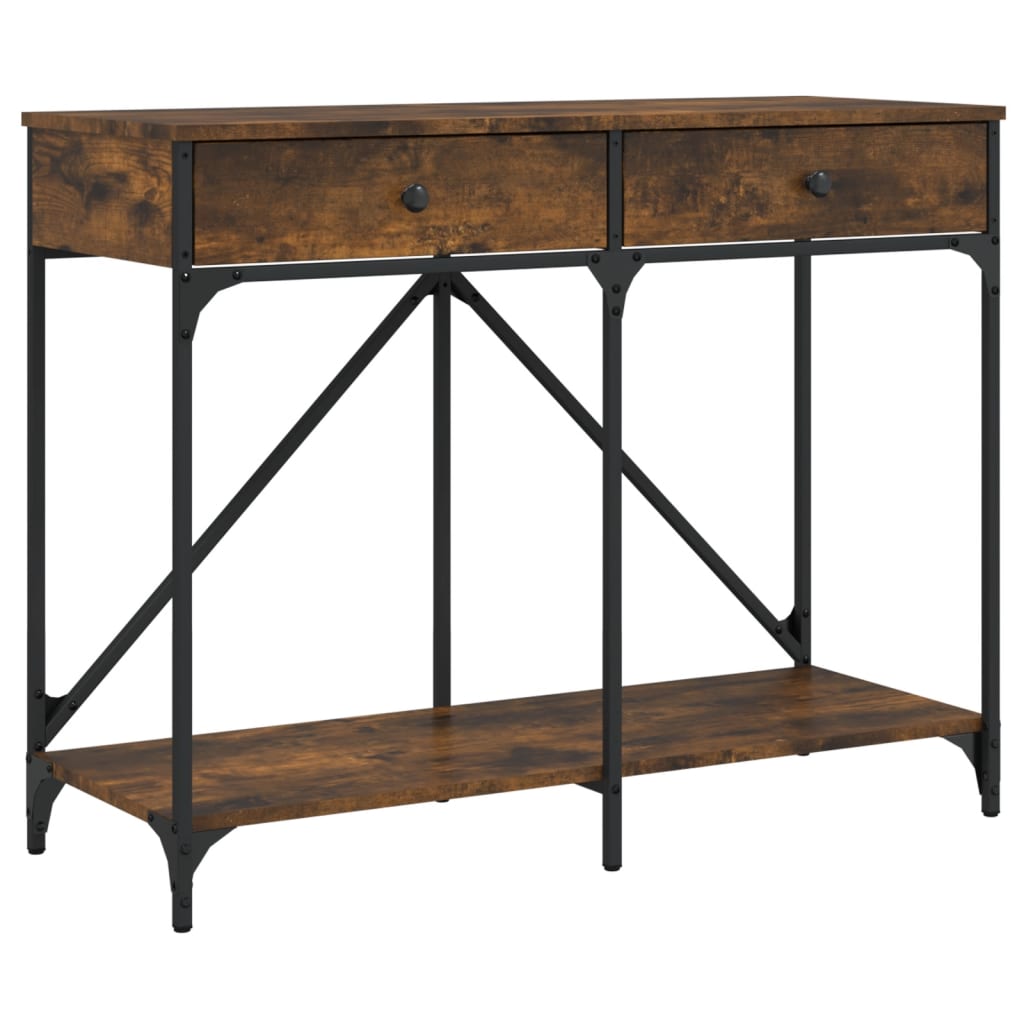 konsolbord 100x39x78,5 cm konstrueret træ røget egetræsfarve