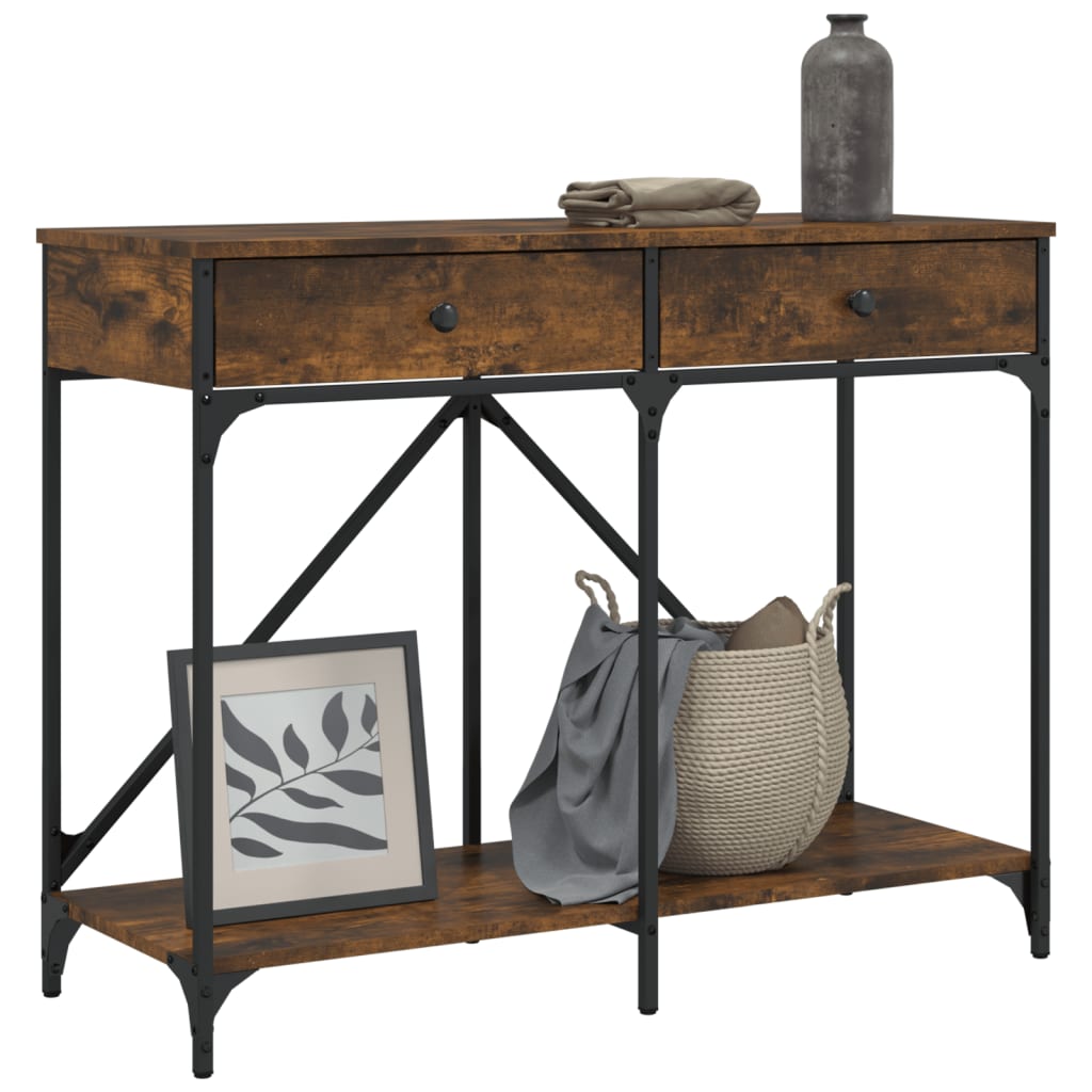 konsolbord 100x39x78,5 cm konstrueret træ røget egetræsfarve