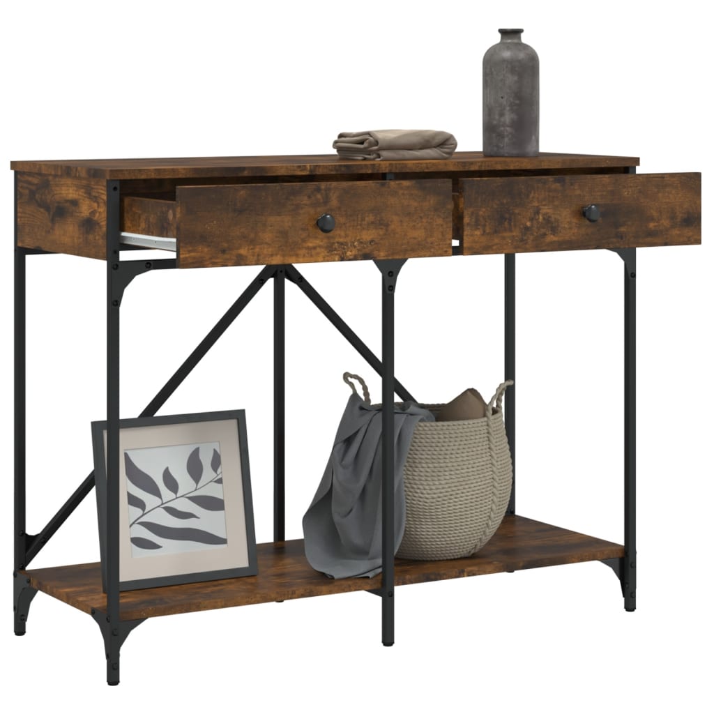 konsolbord 100x39x78,5 cm konstrueret træ røget egetræsfarve