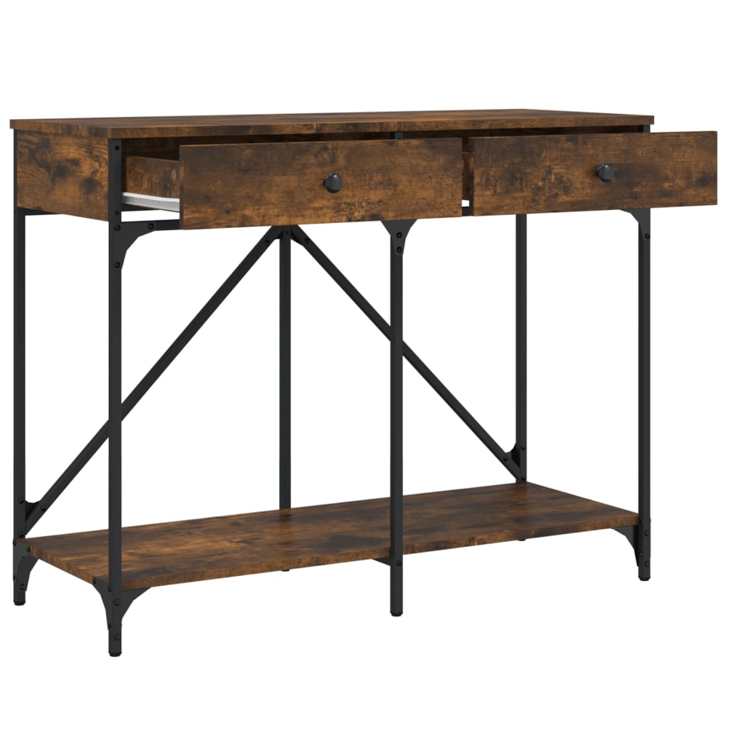 konsolbord 100x39x78,5 cm konstrueret træ røget egetræsfarve