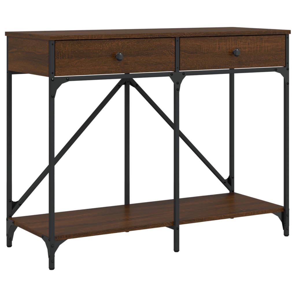 konsolbord 100x39x78,5 cm konstrueret træ brun egetræsfarve