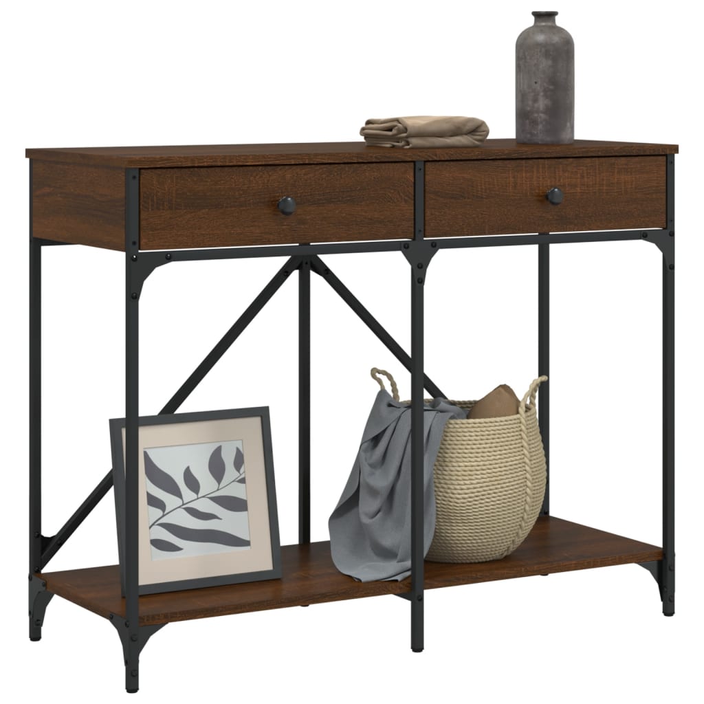 konsolbord 100x39x78,5 cm konstrueret træ brun egetræsfarve
