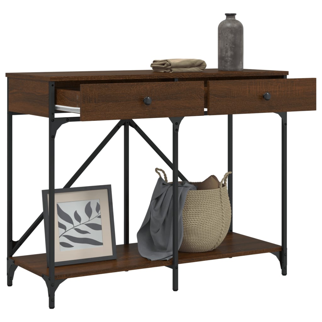 konsolbord 100x39x78,5 cm konstrueret træ brun egetræsfarve