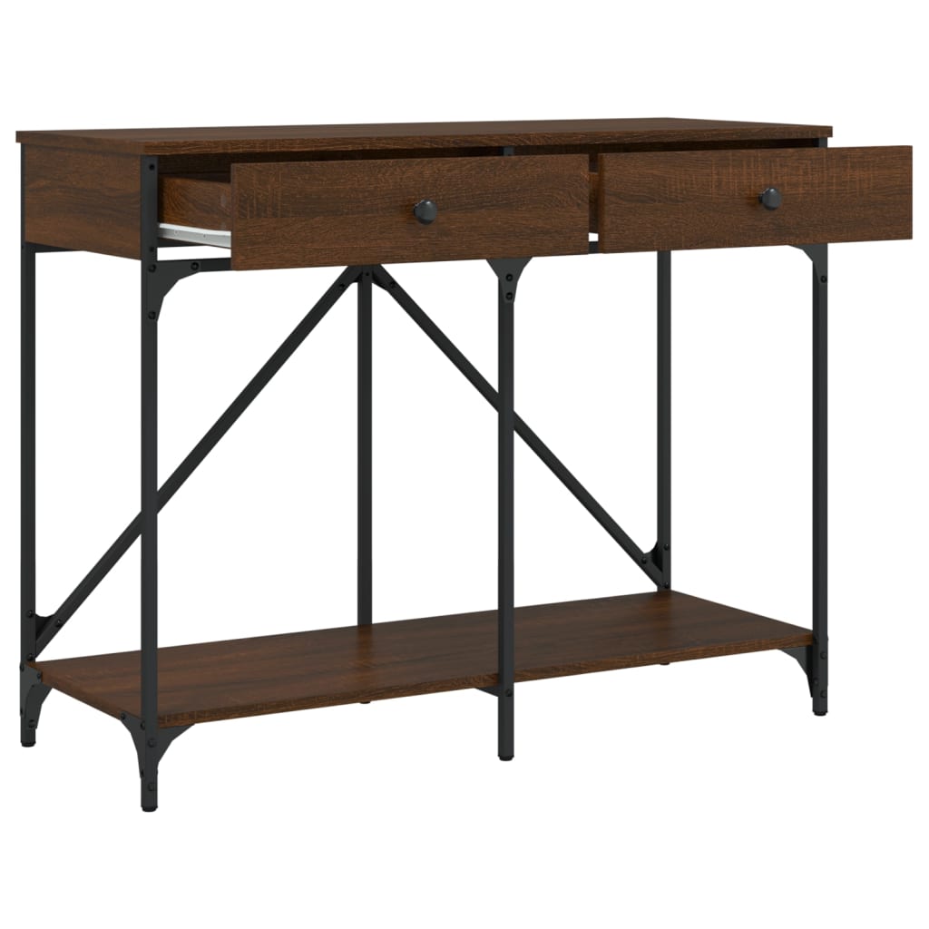 konsolbord 100x39x78,5 cm konstrueret træ brun egetræsfarve