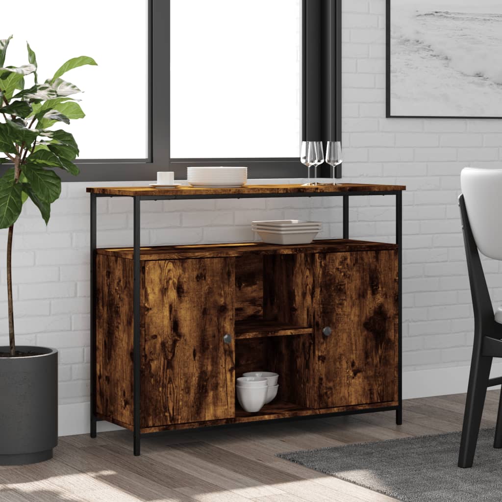 skænk 100x35x80 cm konstrueret træ røget egetræsfarve