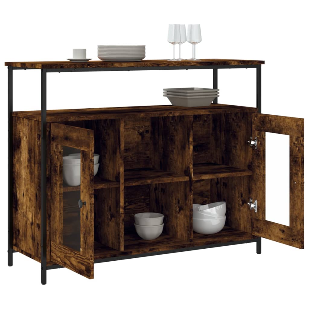 skænk 100x35x80 cm konstrueret træ røget egetræsfarve