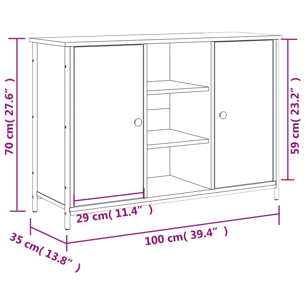 skænk 100x35x70 cm konstrueret træ sonoma-eg