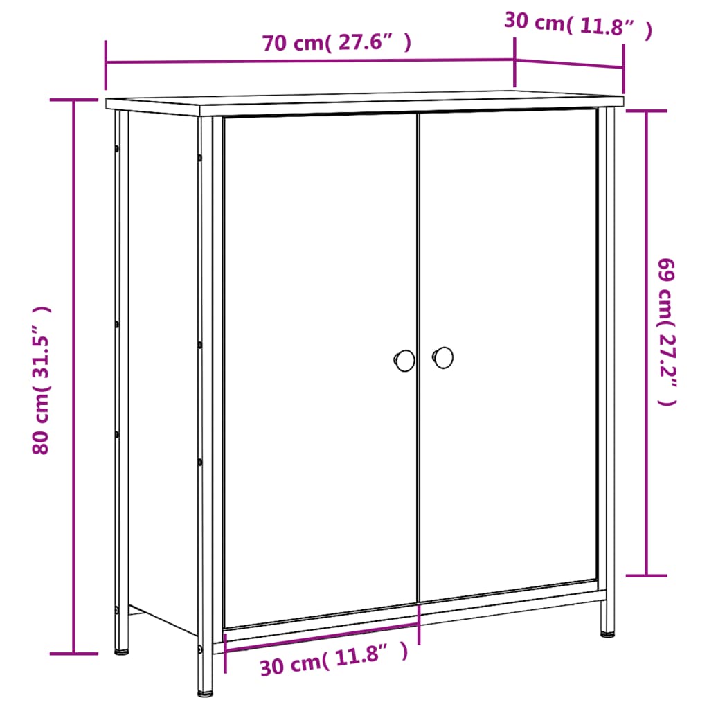 skænk 70x30x80 cm konstrueret træ sonoma-eg