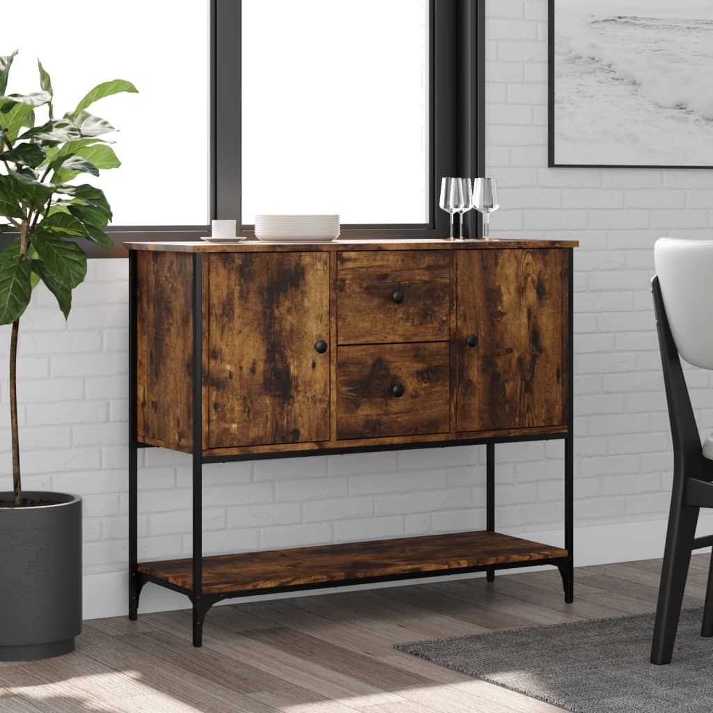 skænk 100x36x85 cm konstrueret træ røget egetræsfarve