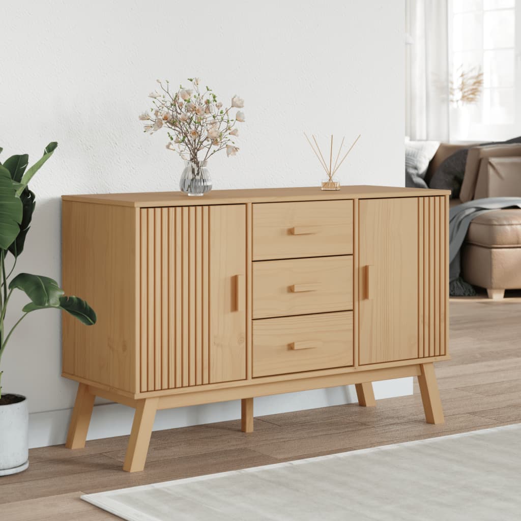 skænk OLDEN 114x43x73,5 cm massivt fyrretræ brun