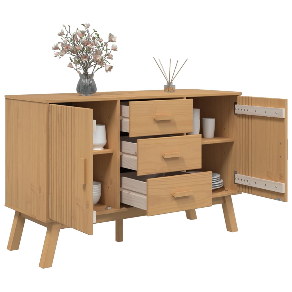 skænk OLDEN 114x43x73,5 cm massivt fyrretræ brun