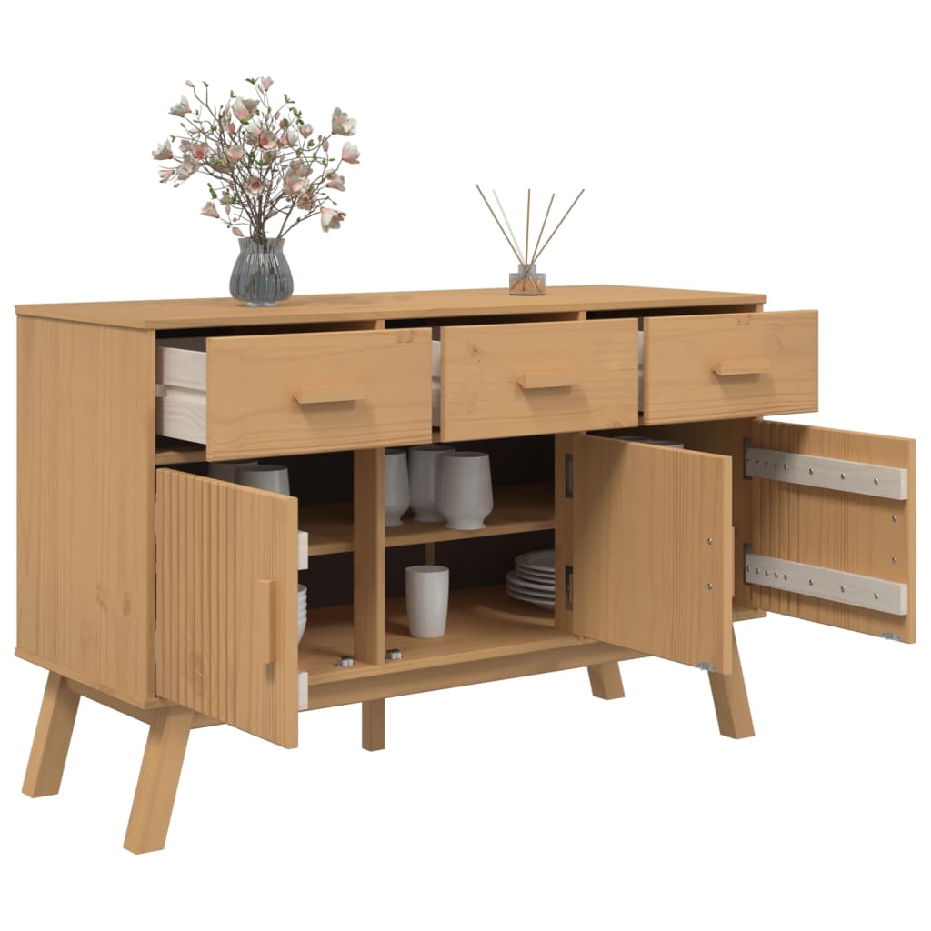 skænk OLDEN 114x43x73,5 cm massivt fyrretræ brun