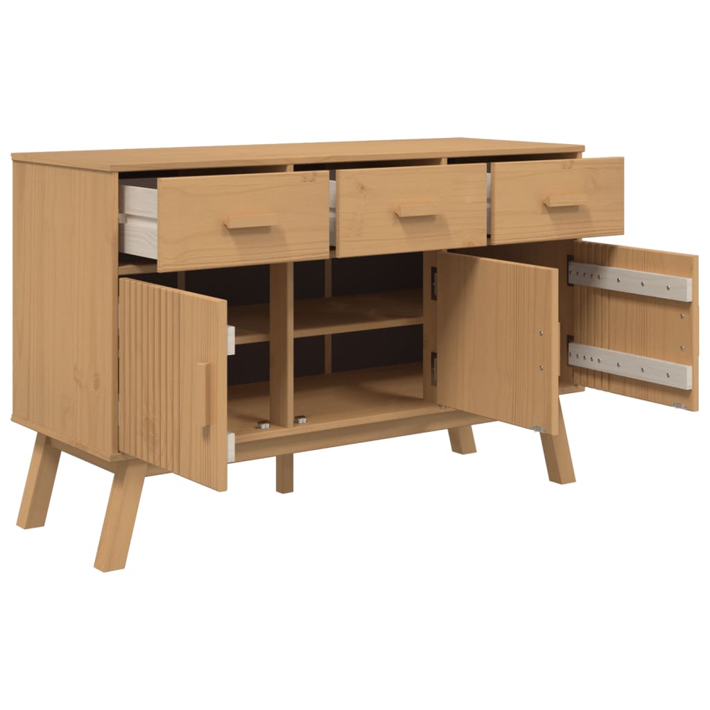 skænk OLDEN 114x43x73,5 cm massivt fyrretræ brun