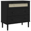 kommode SENJA rattanlook 80x40x80 cm massivt fyrretræ sort