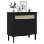 kommode SENJA rattanlook 80x40x80 cm massivt fyrretræ sort