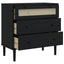 kommode SENJA rattanlook 80x40x80 cm massivt fyrretræ sort