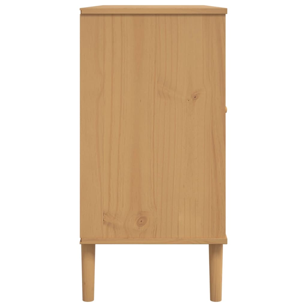 skænk SENJA 112x40x80 cm rattan-look massivt fyrretræ brun