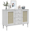 skænk SENJA 112x40x80 cm rattan-look massivt fyrretræ hvid