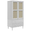 klædeskab SENJA 90x55x175 cm rattan-look massivt fyrretræ hvid