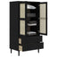 klædeskab SENJA 90x55x175 cm rattan-look massivt fyrretræ sort