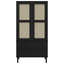 klædeskab SENJA 90x55x175 cm rattan-look massivt fyrretræ sort