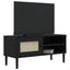 tv-bord SENJA 106x40x49 cm rattan-look massivt fyrretræ sort