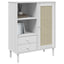 skænk SENJA 90x40x112 cm rattan-look massivt fyrretræ hvid