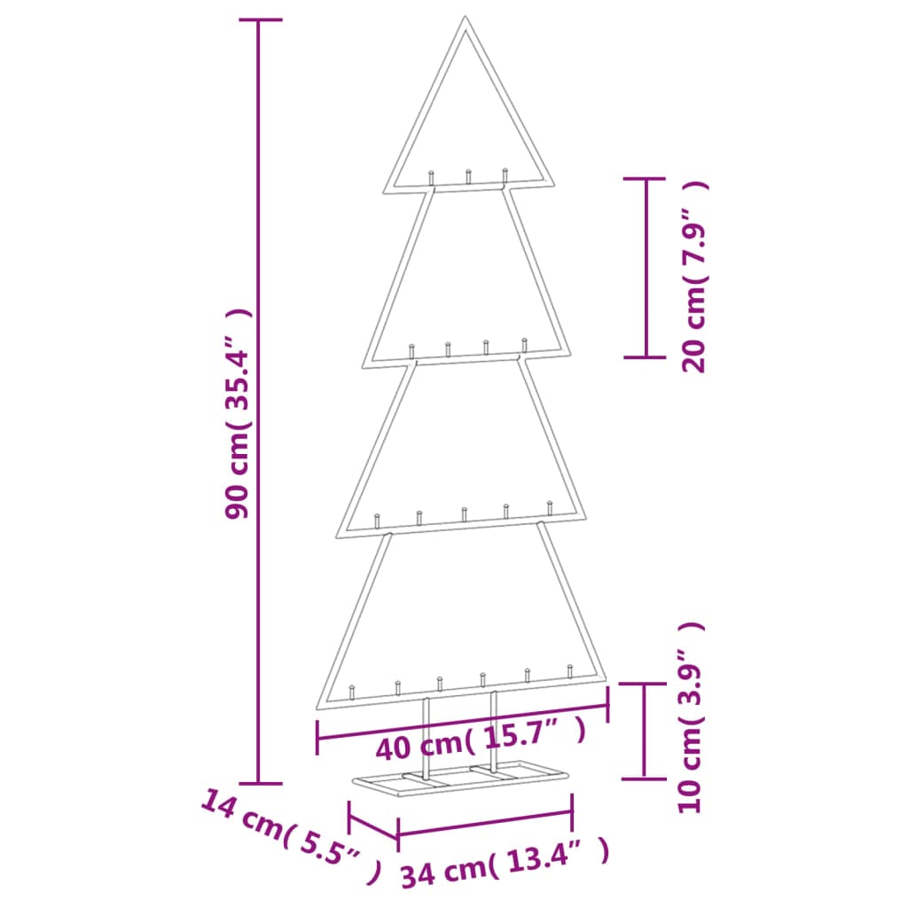 dekorativt juletræ 90 cm metal sort
