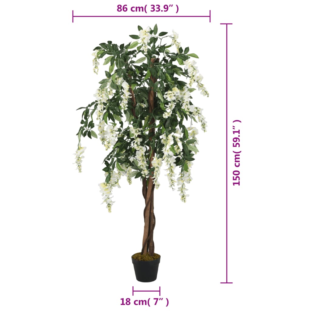 kunstig blåregn 840 blade 150 cm grøn og hvid