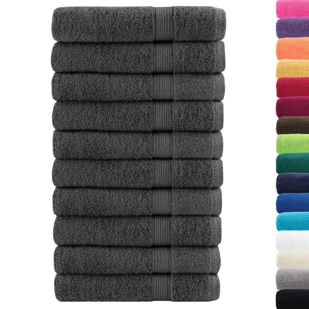 Premium håndklæder SOLUND 10 stk. antracit 100x200 cm 600 gsm