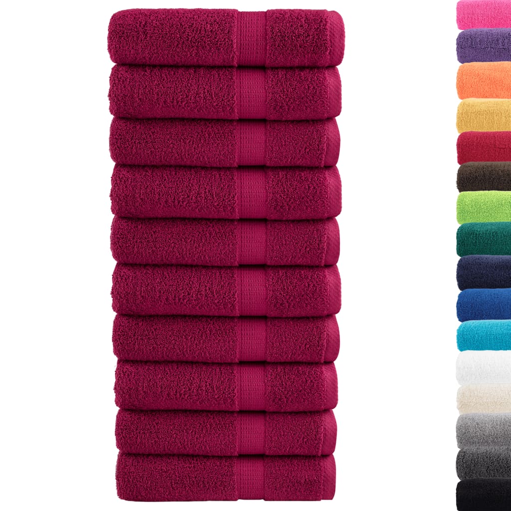 Premium badehåndklæder SOLUND 10 stk bordeaux 70x140 cm 600 gsm