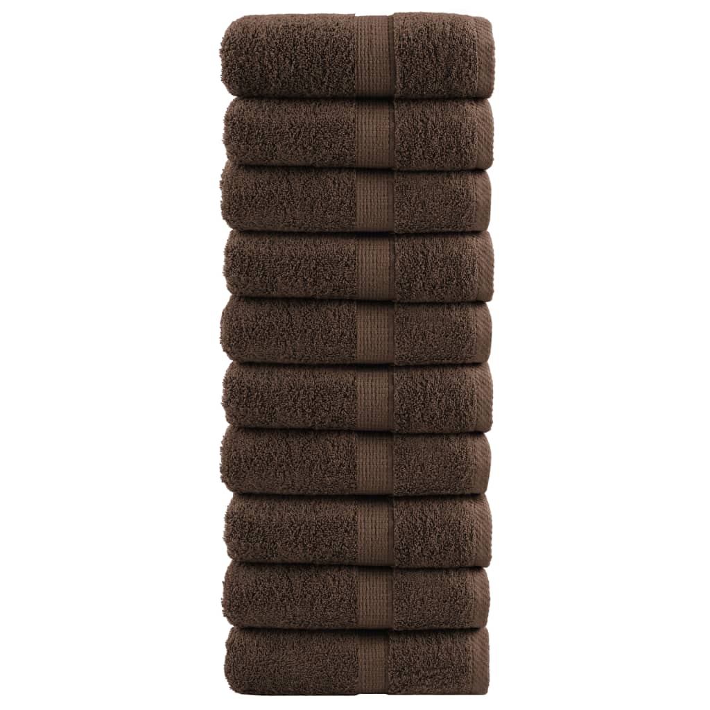 Premium vaskehåndklæder SOLUND 10 stk. brun 30x30 cm 600 gsm