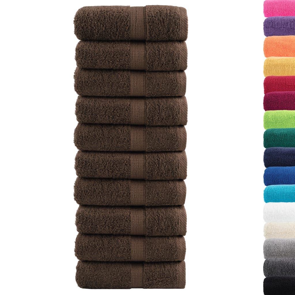 Premium gæstehåndklæder SOLUND 10 stk. brun 30x50 cm 600 gsm