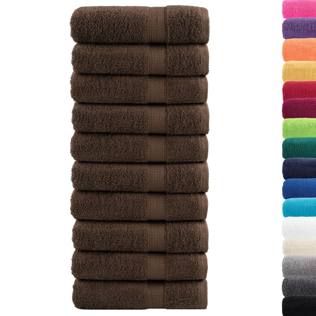 Premium badehåndklæder SOLUND 10 stk. brun 100x150 cm 600 gsm