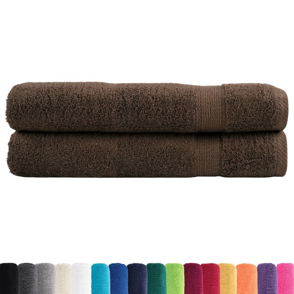 Premium saunahåndklæder SOLUND 2 stk. brun 80x200 cm 600 gsm