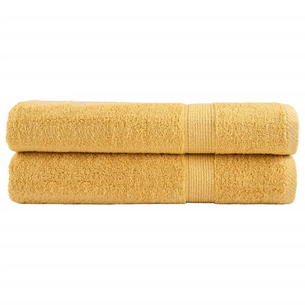 Premium saunahåndklæder SOLUND 2 stk. guld 80x200 cm 600 gsm