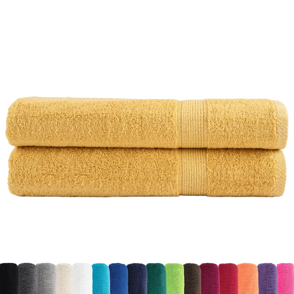 Premium saunahåndklæder SOLUND 2 stk. guld 80x200 cm 600 gsm