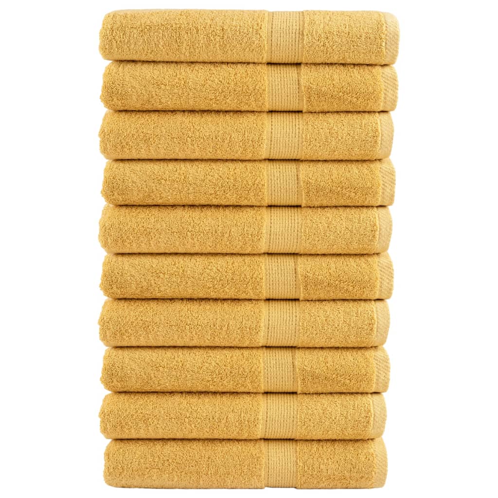 Premium håndklæder SOLUND 10 stk. guld 100x200 cm 600 gsm