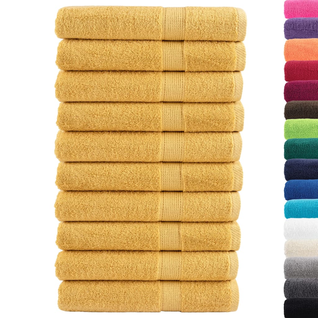Premium håndklæder SOLUND 10 stk. guld 100x200 cm 600 gsm
