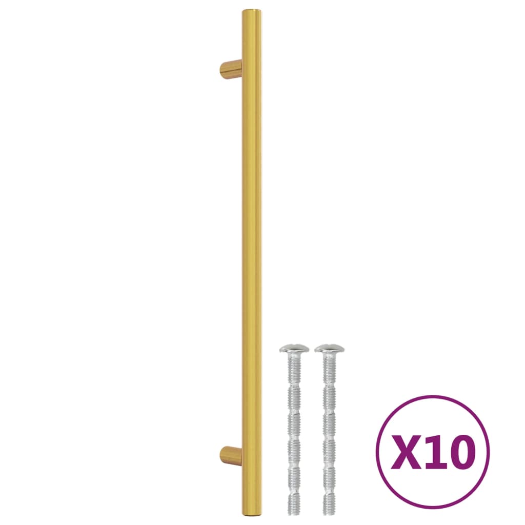 skabshåndtag 10 stk. 224 mm rustfrit stål guldfarvet