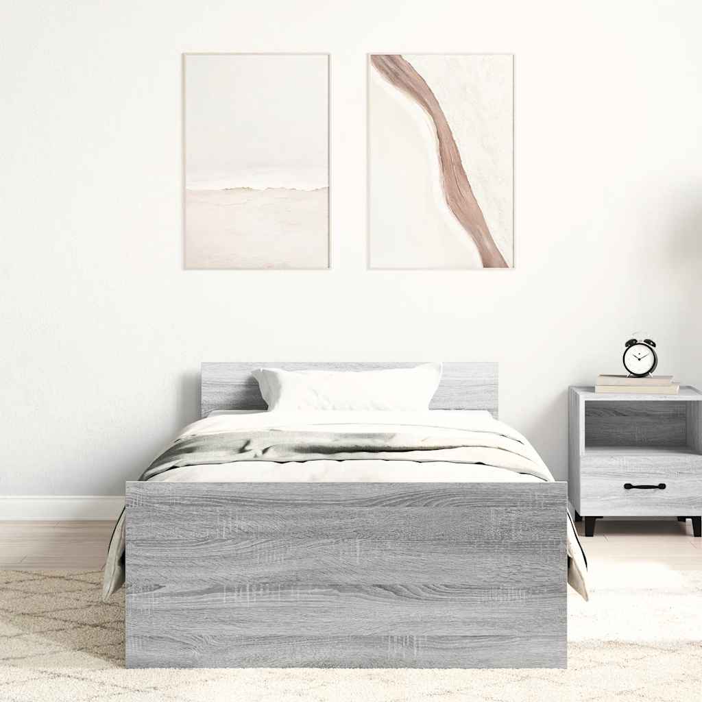 sengeramme 100x200 cm konstrueret træ grå sonoma-eg