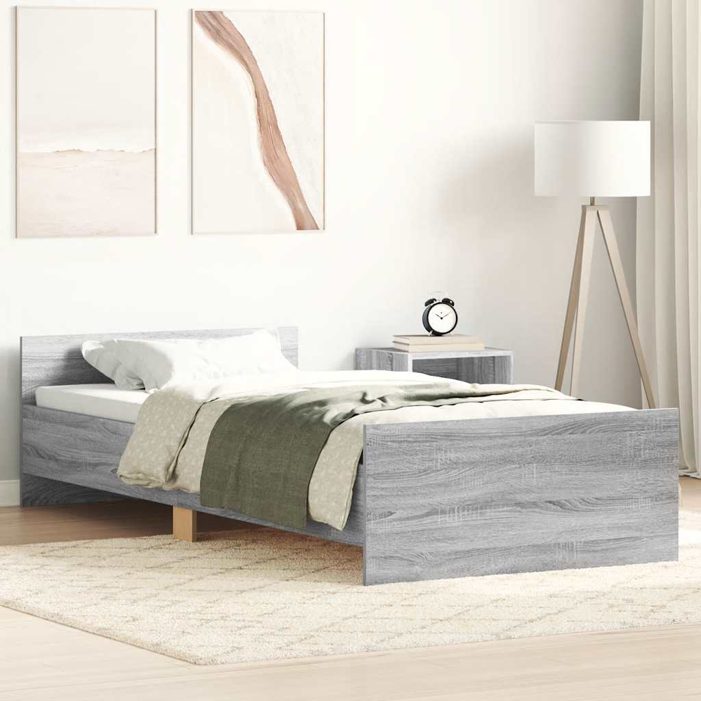 sengeramme 100x200 cm konstrueret træ grå sonoma-eg