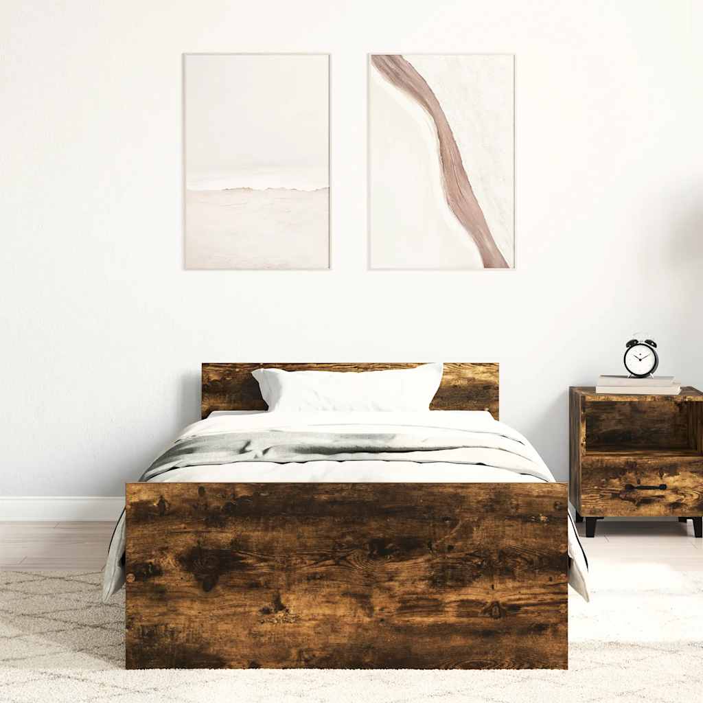 sengeramme 75x190 cm uden madras konstrueret træ røget eg