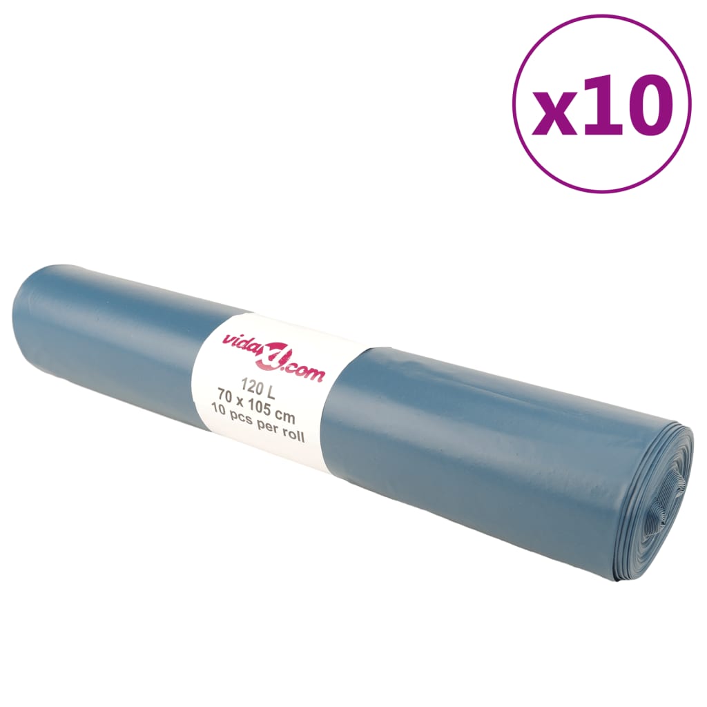 Affaldsposer 120 l - blå, 100 stk. kraftige LDPE