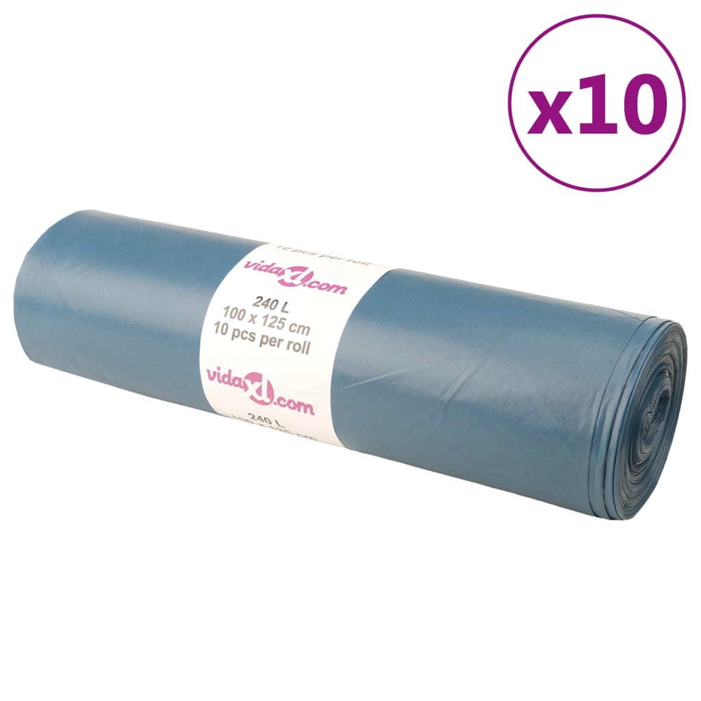 Affaldsposer 240 l - 100 stk. blå, kraftig LDPE