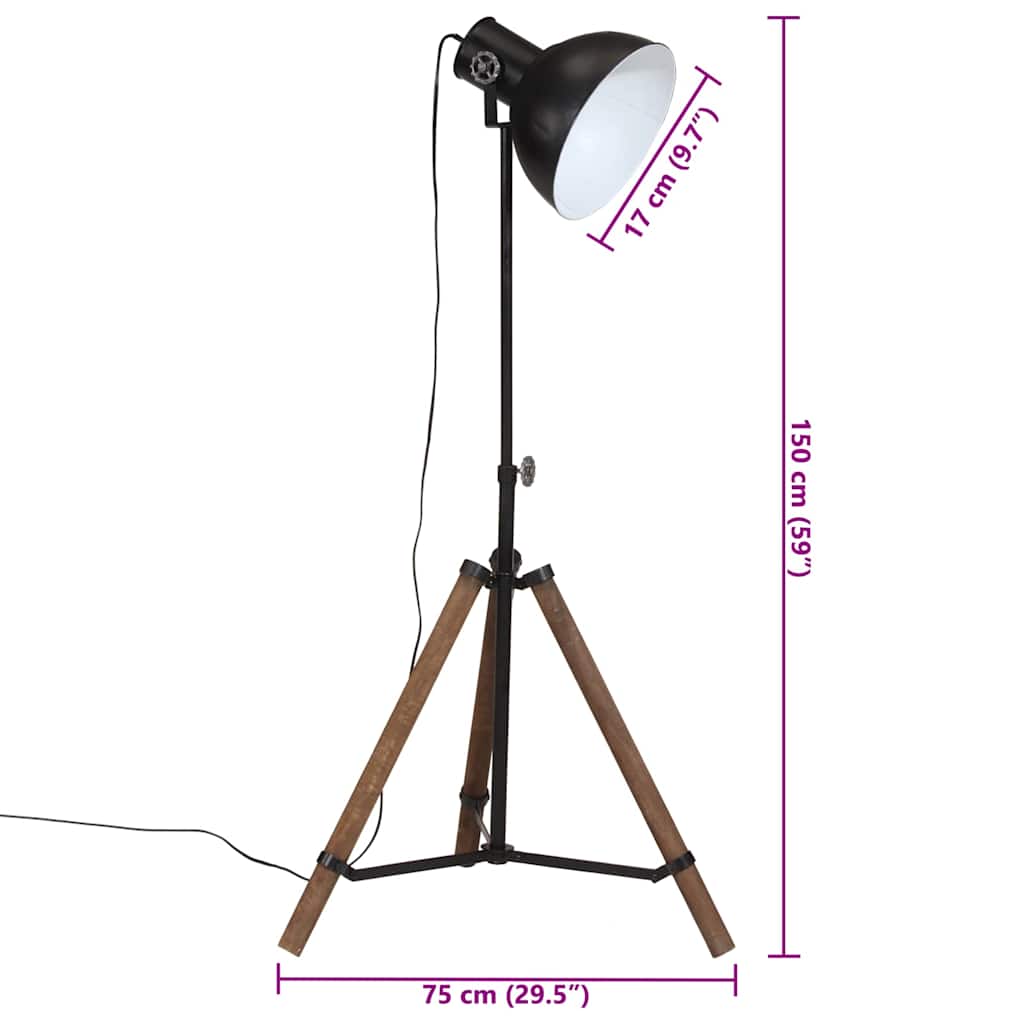 gulvlampe 75x75x90-150 cm 25 W E27 sort