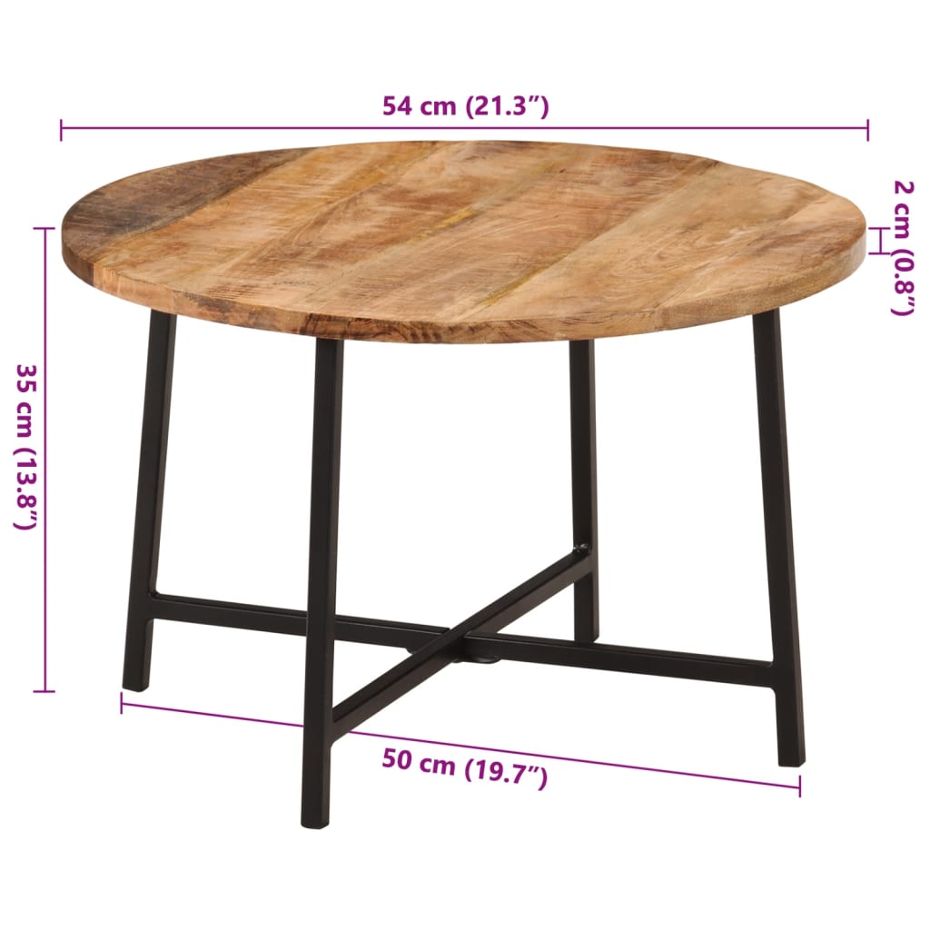 sofabord 54x54x35 cm massivt mangotræ og jern