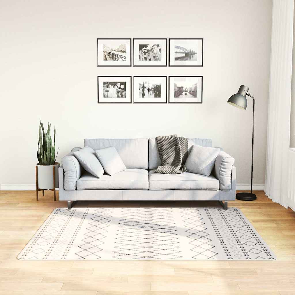gulvtæppe 120x170 cm vaskbart sort og hvid billede